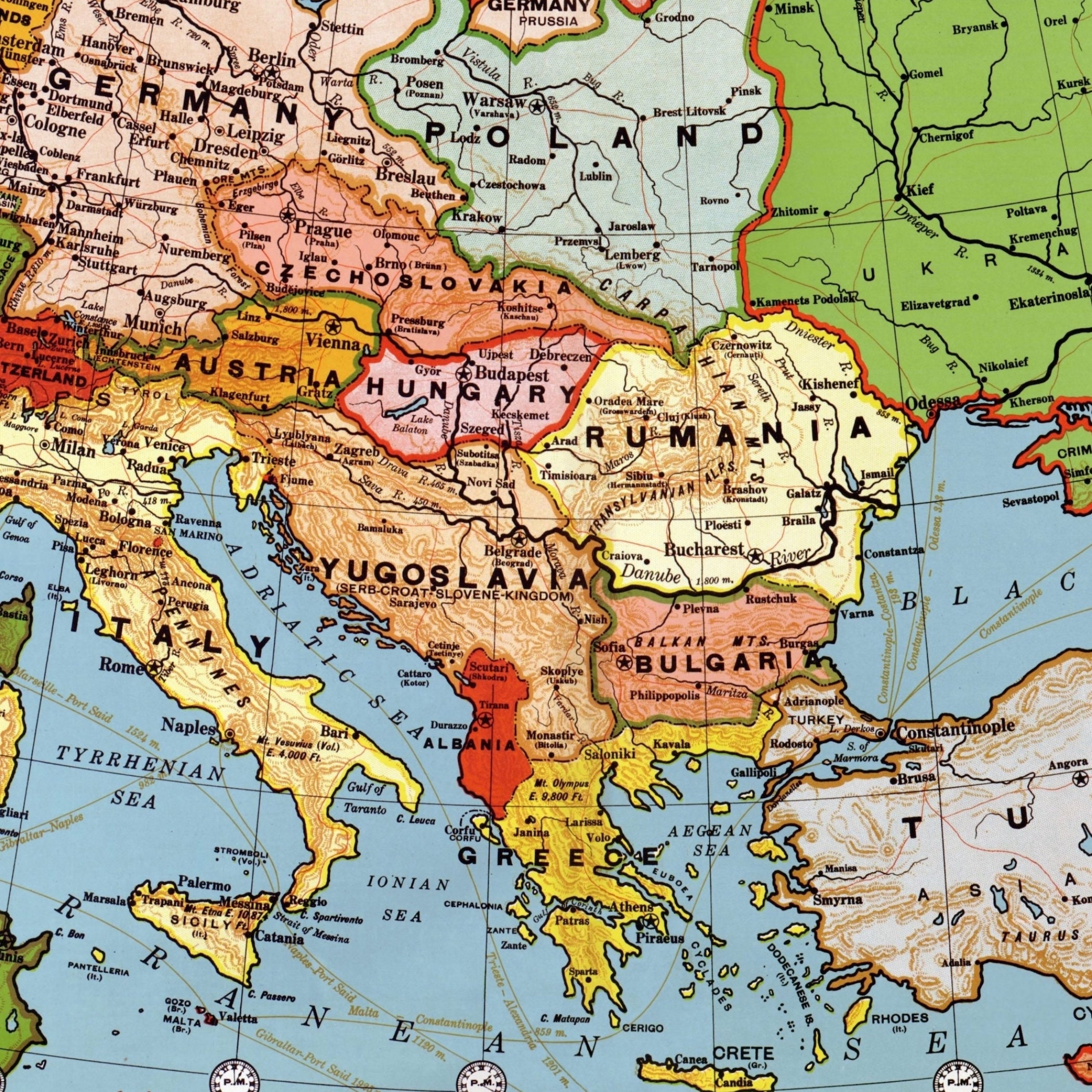 1925 Map of Europe: Bacon's Standard Edition (digital Download) - Etsy