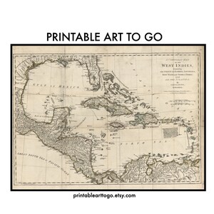 May include: An antique map of the West Indies, showing the coasts of Florida, Louisiana, New Spain, Terra Firma, and all the islands. The map is printed on aged paper with a cream background and brown ink.