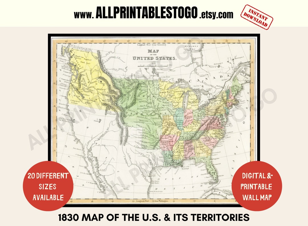 Printable 1830s Map of the United - Il 1080xN.6160544037 Dy5g 