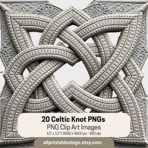 Celtic Knot Clipart Bundle: 20 PNG Images for Crafts & Design (Digital Download)