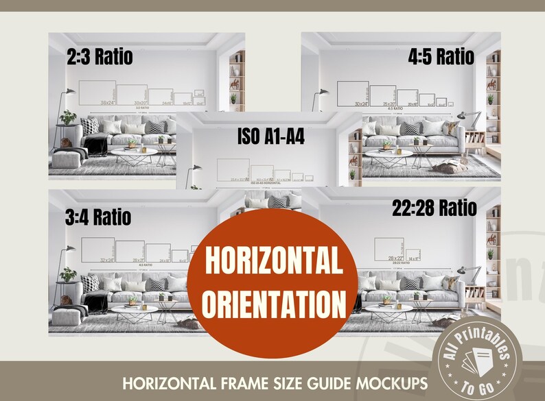 Horizontal Frame Size Guides, Landscape Canvas Size Guide, Aspect Ratio