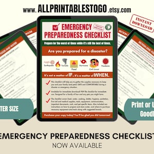 Emergency Preparedness Checklist PDF | Disaster Preparation Guide | Hurricane Preparedness Checklist | In Case of Emergency Checklist