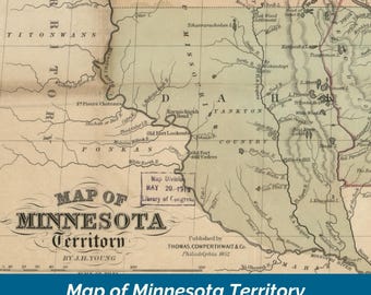 Map of Minnesota Territory 1852 | US History Map | Instant Download