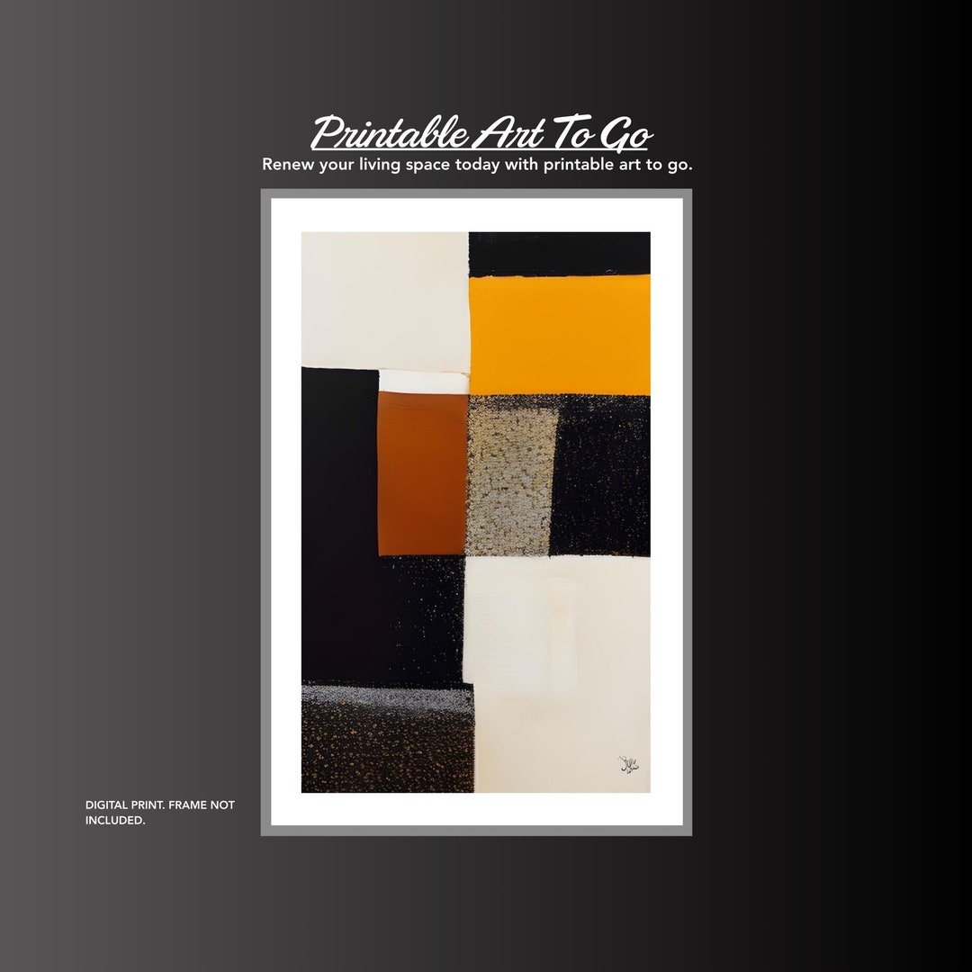 Printable Abstract Art Black, Red, and Gold Geometric Abstract Art