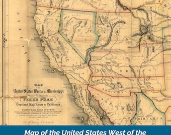 1859 Map of the United States West of the Mississippi