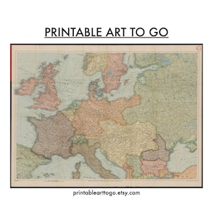 Druckbare Karte von Europa 1914 | Welt Atlas | Digitale Landkarte | Landkarte | Klassenzimmer Karte