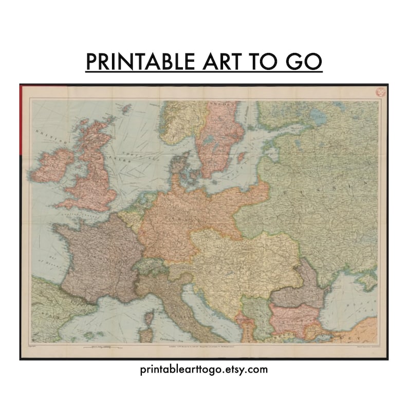Printable 1914 Map of Europe | World Atlas | Digital Map | Downloadable ...