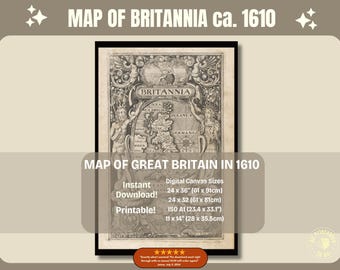 Antique Map of Britannia ca. 1610 - William Camden (Digital Map)