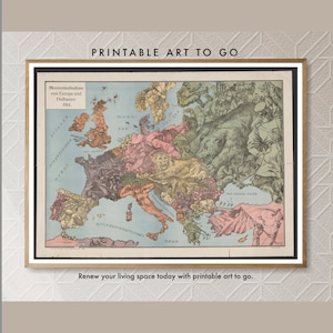 Printable 1914 Map of Europe and Eurasia | World War I Europe | Political Europe Map | Downloadable Wall Map | Printable Wallart