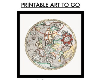 1602 Map of Europe by William Kip: Vintage Classroom Decor (Digital Download)