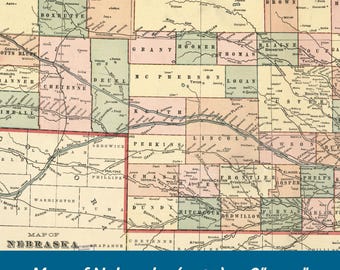 Karte von Nebraska 1902 | US Midwest Geschichte | Sofort Download