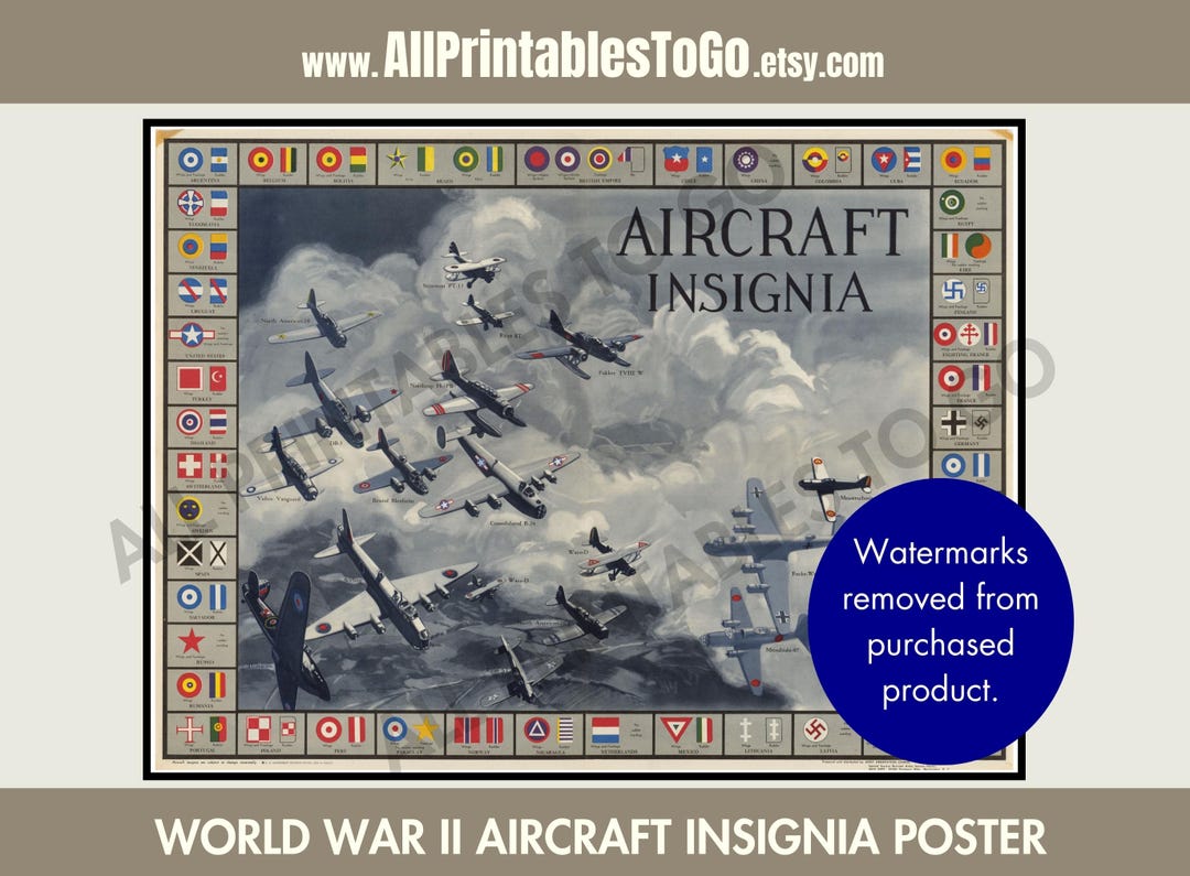 Printable World War 2 Poster Aircraft Insignia From Department of War ...