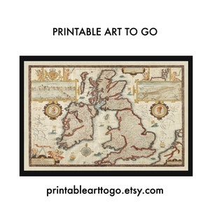 Karte der Britischen Inseln um 1770, Vintage Map of Britain von John Speede | Herunterladbare und druckbare Karte der Britischen Inseln