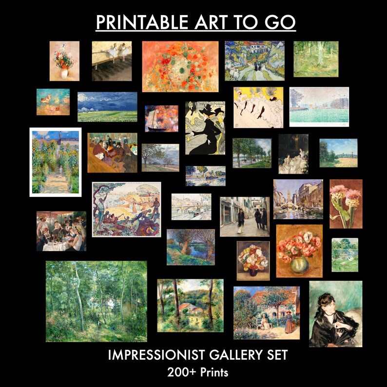 Printable Art Gallery Set 200 Impressionist Paintings Bundle