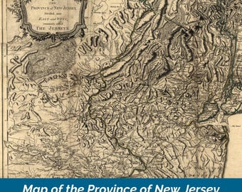 1777 Map of the Province of New Jersey | US History Wall Art | Digital Download