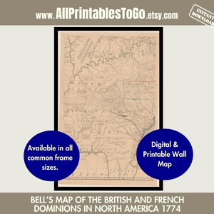 Printable Map of the British and French Colonies 1774, Old USA Maps, Map of the British Colonies, Native American History Map