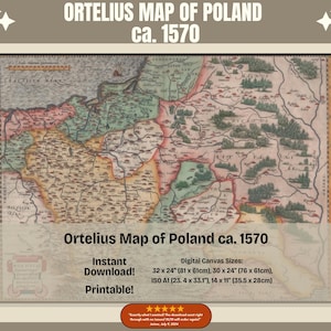Druckbare 1570 Karte von Polen | Welt Atlas | Digitale Landkarte | Karte zum Herunterladen | Klassenzimmer Karte