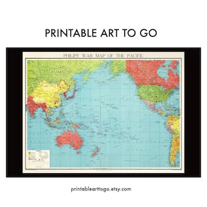 World War II Map of the Pacific | Old War Maps | World War II History | Classroom Map | Printable Wall Map