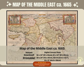 1665 Middle East Map Art: 17th Century Cartography (Downloadable Map Poster)