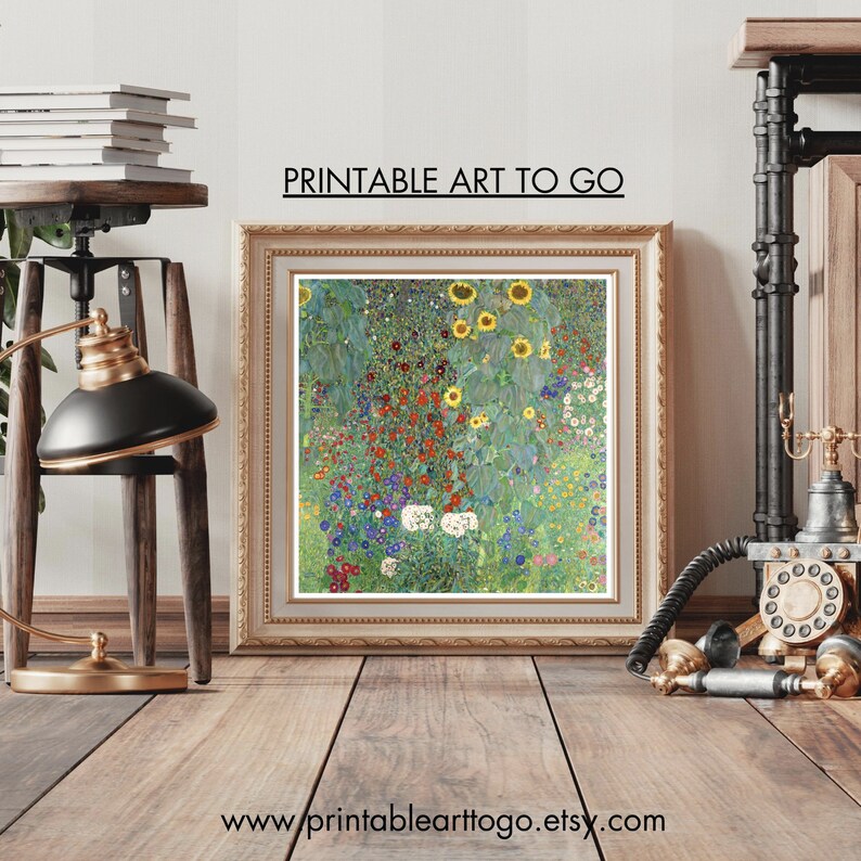 Printable Floral Wall Art Farm Garden With Sunflowers by Gustav Klimt Printable Floral Wall Art Farm Garden With Sunflowers by Gustav Klimt