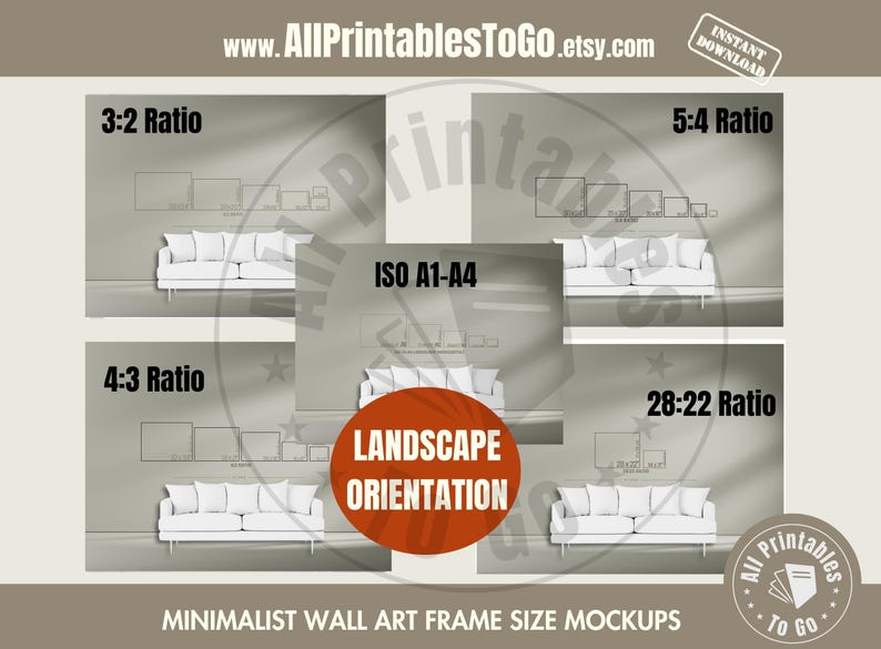 Wall Art Frame Size Guides for Etsy Seller Listings, Aspect Ratio