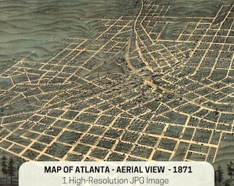 Atlanta 1871 Bird's Eye View Map: Historical Georgia Print (Digital Canvas)