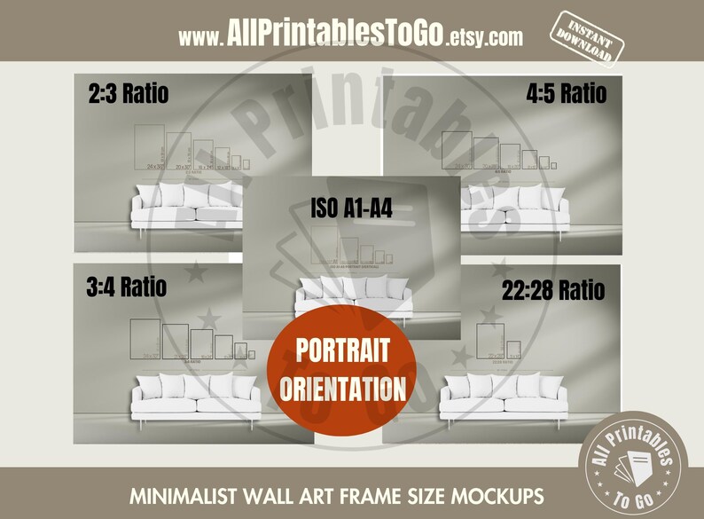 Wall Art Frame Size Guides for Etsy Seller Listings, Aspect Ratio