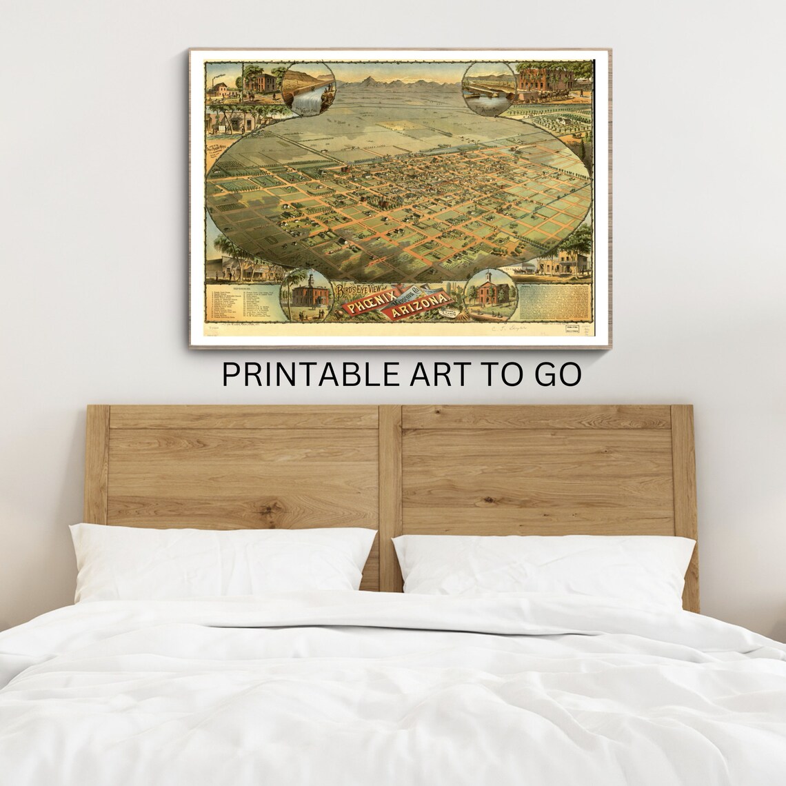 Printable 1885 Map of Phoenix Printable Wall Map Instant Download to