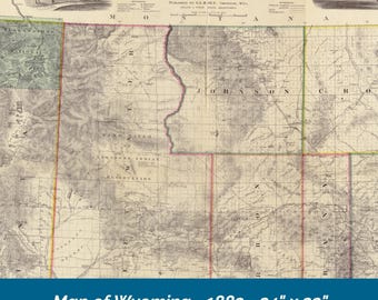 1883 Holt's New Map of Wyoming | Digital Map | Instant Download