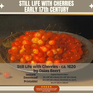 Antique Cherries Still Life Print: 17th Century Artwork (Digital Download)
