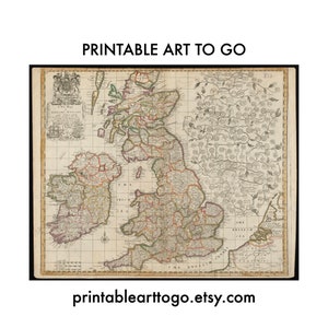 Druckbare 1687 Karte von England, Schottland, Irland von Robert Morden - Herunterladbare historische Wandkunst