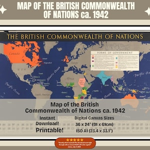 British Commonwealth Map 1942: WWII History (Digital Download)