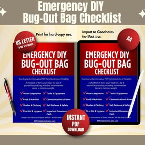 Emergency Bug Out Bag Checklist: DIY Survival Kit (PDF) - Etsy