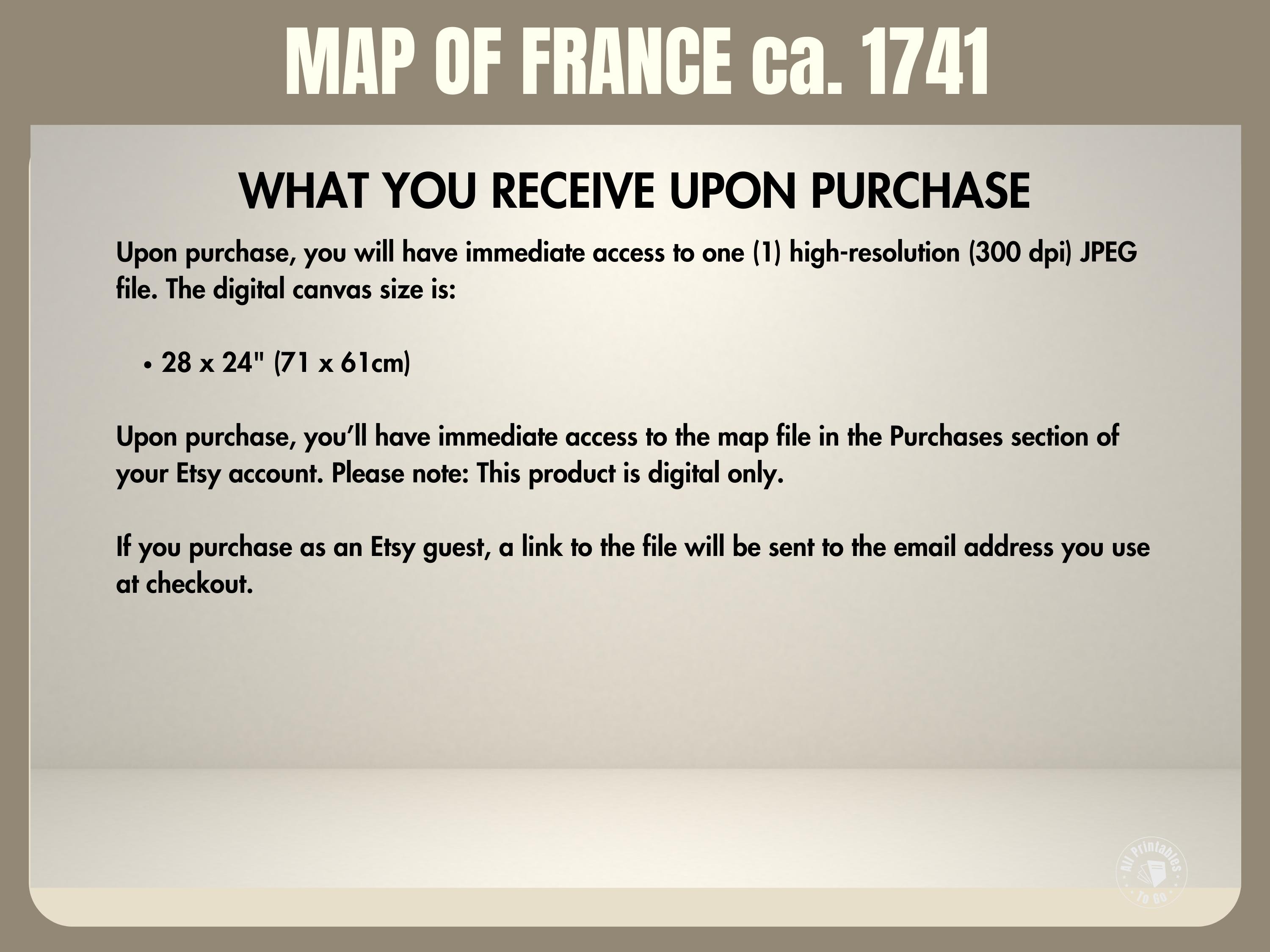 Vintage Map of France 1741: Historical Wall Art (digital Download) - Etsy