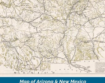 1919 AAA Map of Arizona & New Mexico | Digital Download