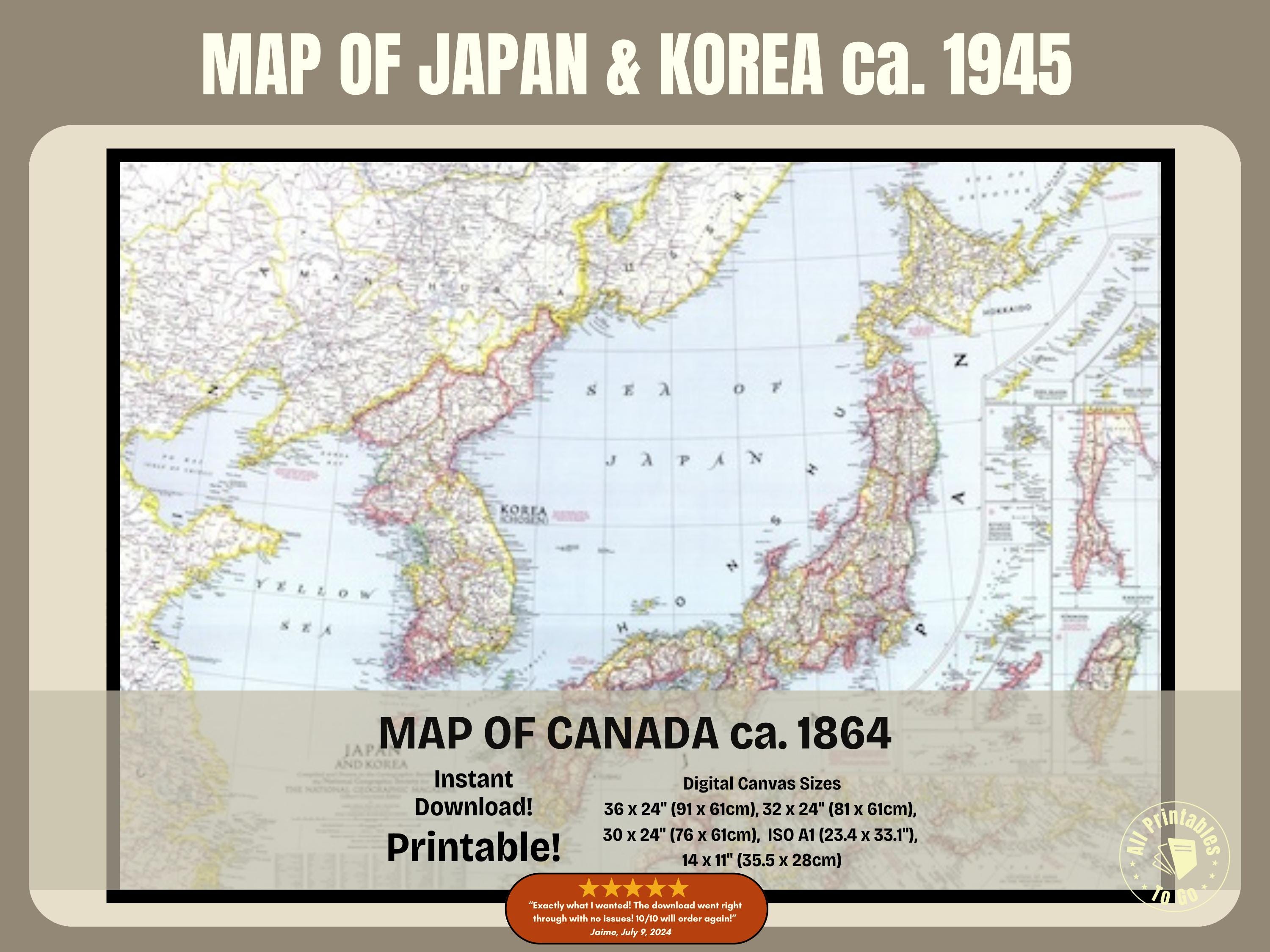 1945年版 日本・朝鮮地図：第二次世界大戦期（デジタルダウンロード