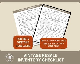Checklist vintage wederverkoopinventaris: afdrukbare tracker (US Letter en A4)