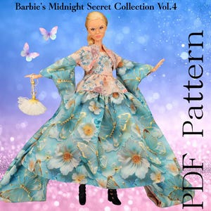 Tokyo Butterfly Couture Doll Dress Pattern PDF for 11.5" Dolls - Japanese Fusion Gown with Bolero & Petticoat Tutorial (Patron/Molde) Vol.4