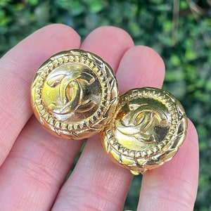 Authenticated Used Chanel earrings CHANEL circle motif rhinestone gold