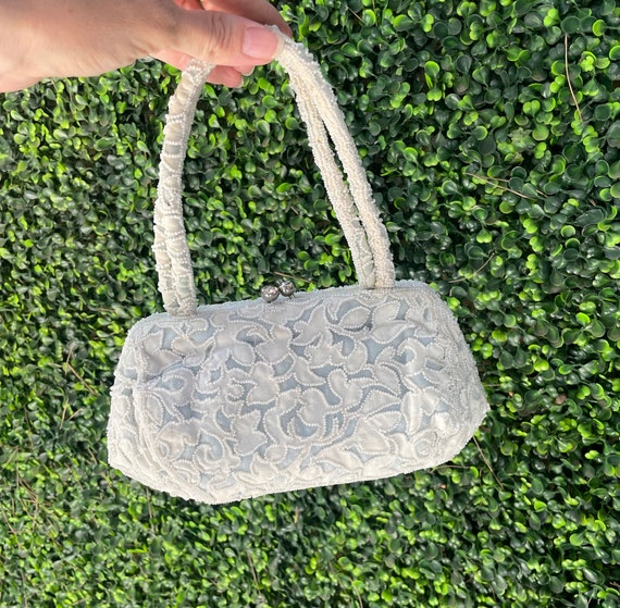 Gorgeous 50s Walborg Glass Beaded Satin Evening Bag Purse Made In Hong –  Haute History Vintage