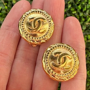Chanel Button Earring Etsy