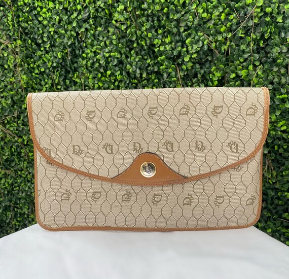 Vintage Christian Dior Monogram Logo Twill Frame Clutch Purse – Recess