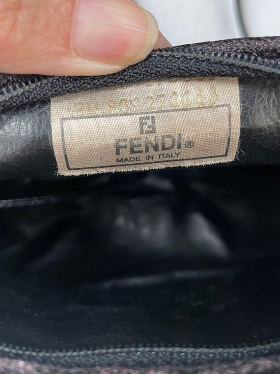 Fendi 1980s Pequin Stripe Black Small Leather Cro… - image 5