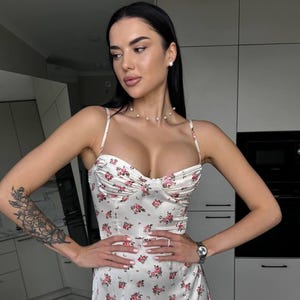 Elegant Double Silk Dress: Corset Back, Leg Slit Evening Gown