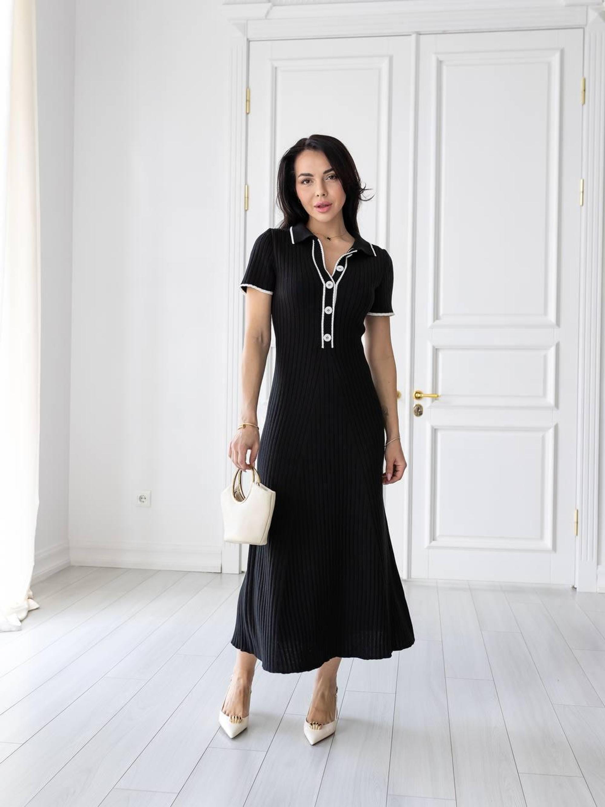 maxi ribbed polo dress Ladies Maxi Dress - Ribbed Knit Wholesale