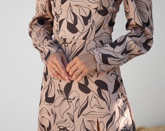 Floral Silk Midi Dress – Elegant Satin Party Outfit