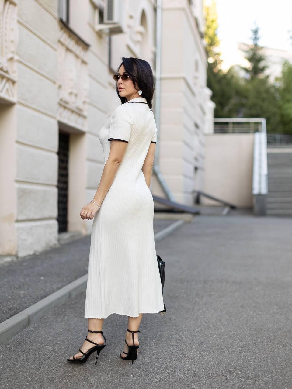 Fitted Knit Maxi Polo Dress  Elegant Ribbed Long Dress, Chic Everyday  Women's Outfit - Etsy