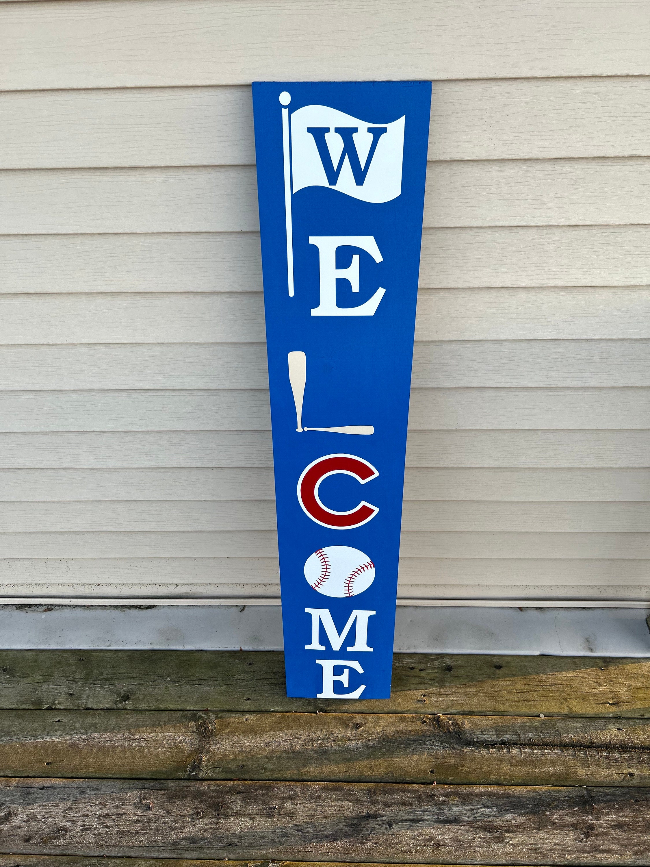 Chicago Cubs Welcome Porch Sign, MLB Porch Wood Sign, Baseball Home ...