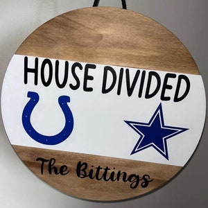 NFL Door Sign, House Divided Football Sign, Sports Signs, NFL Gift, Outdoor NFL Wood Sign, Custom Football Sign, Custom Nfl Sign