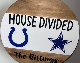 NFL Door Sign, House Divided Football Sign, Sports Signs, NFL Gift, Outdoor NFL Wood Sign, Custom Football Sign, Custom Nfl Sign